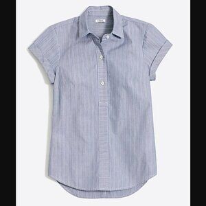 ✨ EUC ✨ J. Crew Poplin blue striped popover shirt button down popover shirt